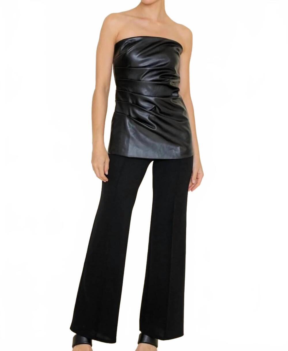 NEW FORE COLLECTION vegan leather bandaeu top in black